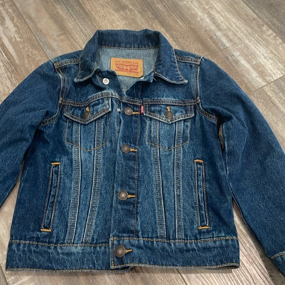 Levi's Kids Boy's Girl's Youth Denim Jean Jacket Size Small Medium/Dark Wash - Picture 2 of 6